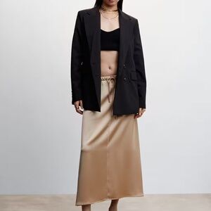 Midi Gold Satin Skirt | Mango